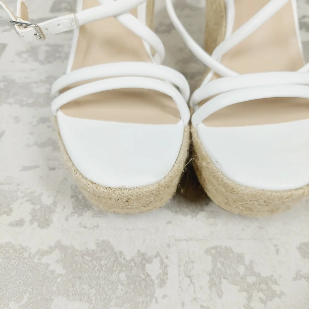 NEW BP White Cohan Espadrille Wedge Strappy Sandals V679 - Picture 12 of 13